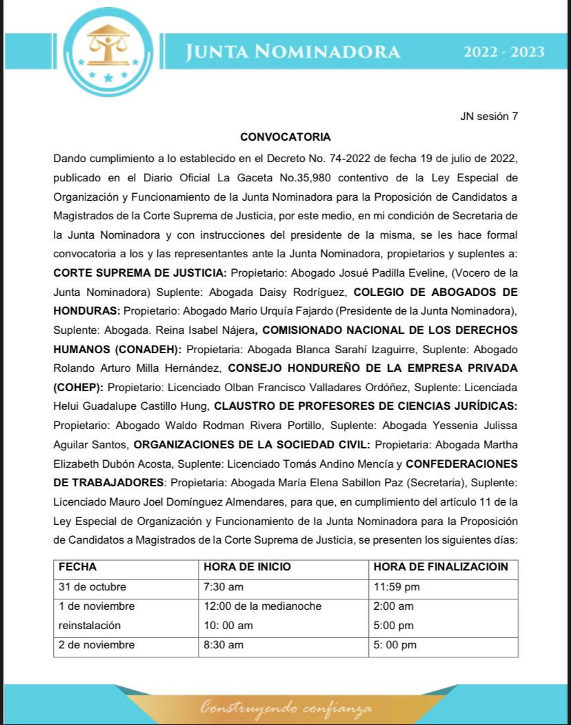 Sesión #7 convocatoria